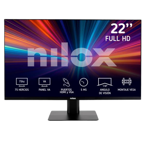 Nilox Monitor NXM22FHD11 FullHD 22 Pollici, Frequenza 75Hz, Tempo di Risposta 5ms, Ingressi HDMI e VGA Nilox MONITOR 21.5" IPS 5MS VGA HDMI Monitor PC