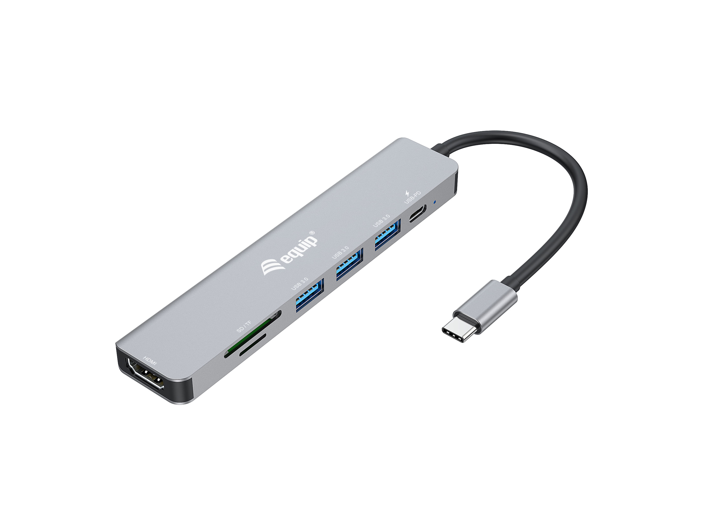 Conceptronic Equip 133494 Adattatore multifunzione USB-C 7 in 1, HDMI 4K/60Hz, USB 3.2 Gen1 x 3, TF/MICRO SD Equip 133494 Adattatore multifunzione USB