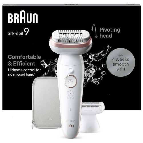 Braun Silk-Epil 9-030 SensoSmart TM Epilatore Elettrico con Testina Flessibile Braun Silk-épil 9 9-030 40 pinzette Bianco