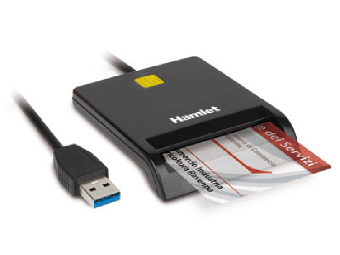 Hamlet huscr-acy lettore smart card usb 3.0 doppia interfaccia certificato emv nero