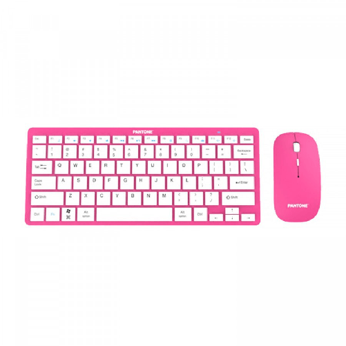 Pantone pt-mk004s tastiera full size e mouse wireless ergonomica rosa