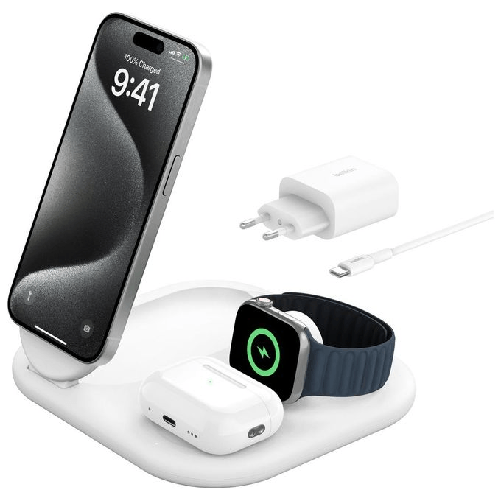 Belkin BoostCharge Cuffie, Smartphone, Orologio intelligente Bianco USB Carica wireless Ricarica rapida Interno