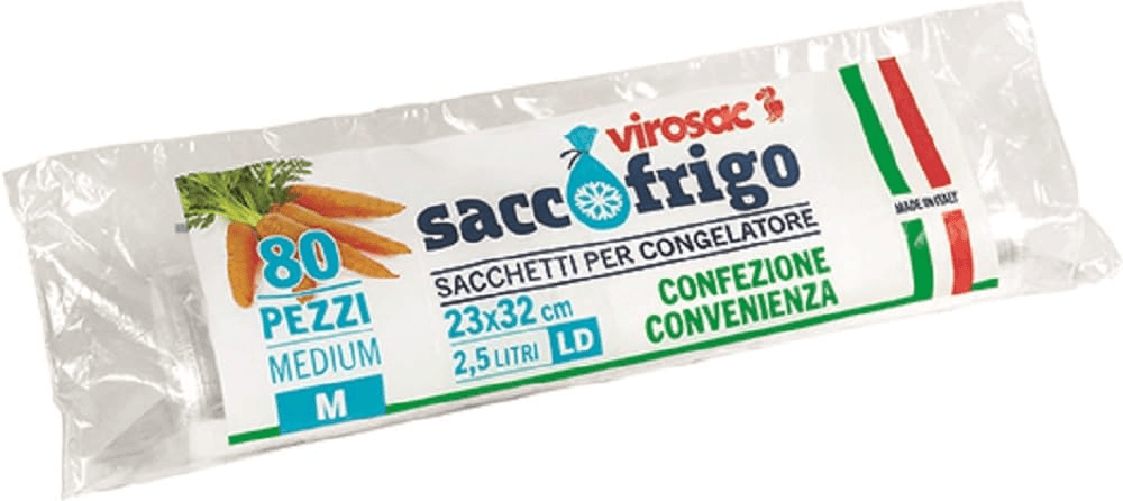 Virosac Sacchetti per Freezer in Busta 80 Pezzi 23x32cm