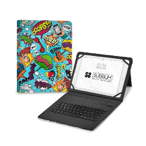 SUBBLIM SUBKT5-BTTC20 tastiera per dispositivo mobile QWERTY Spagnolo Bluetooth Multicolore Subblim Tastiera Bluetooth con Supporto per Tablet Subbli
