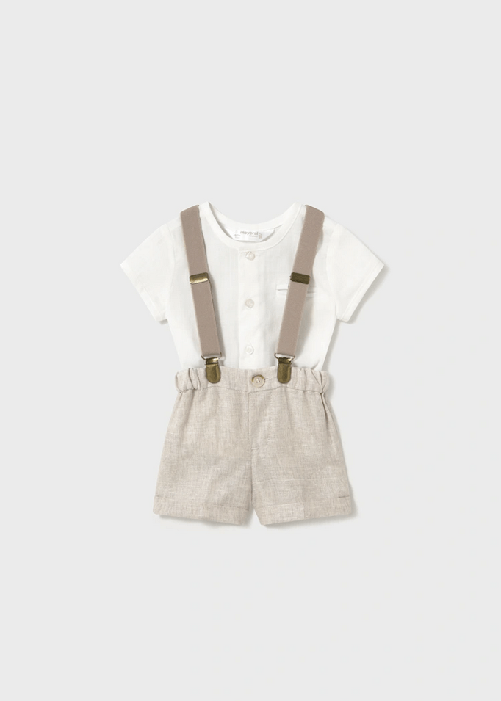 MAYORAL COMPLETO CAMICIA BRETELLE BERMUDA NEONATO MAYORAL 1215 01215 68 ORIGINAL PE 2025 Taglia 18 mesi,Colore Beige