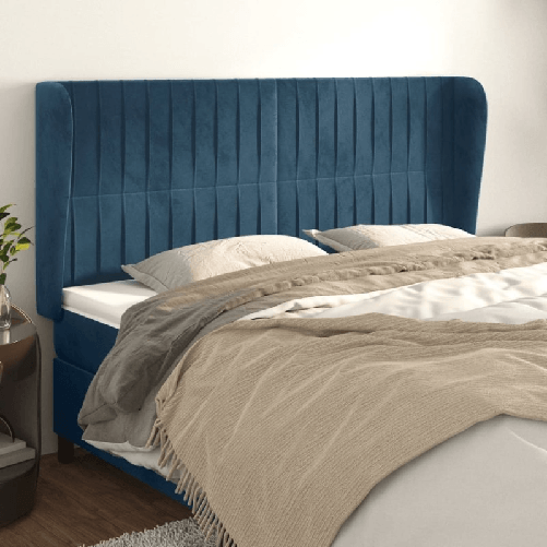 VidaXL Testiera ad Orecchio Blu Scuro 163x23x118/128 cm in Velluto
