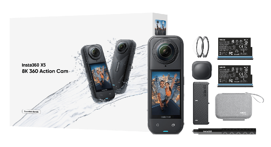 Insta360 X5 Bundle fotocamera per sport d'azione 72 MP 8K Ultra HD 25,4 / 1,28 mm (1 / 1.28") Wi-Fi 200 g Insta360 x5 action camera 8k ultra hd stabil