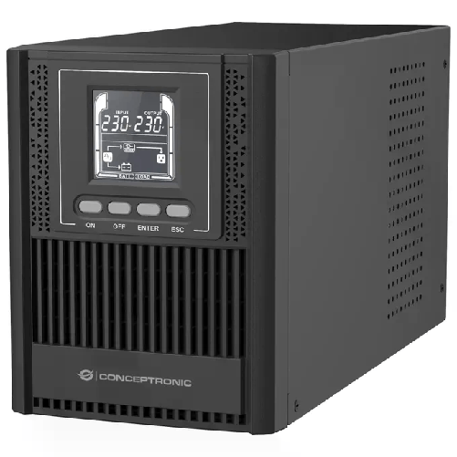 Conceptronic ZEUS52ES1K UPS Doppia Conversione 1kVA 900W 3 Prese AC Display LCD