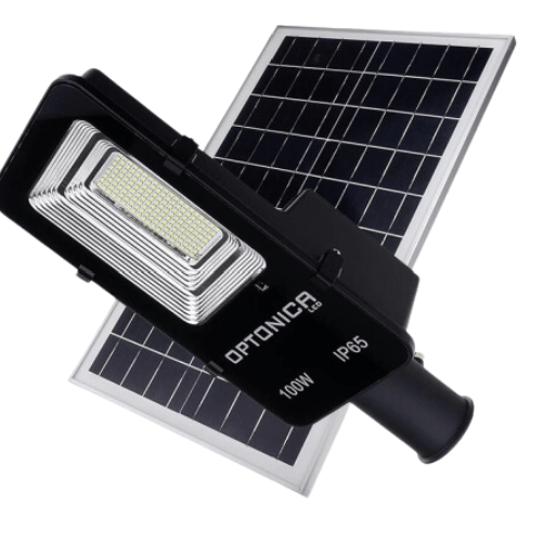 OPTONICA Lampione led ad energia solare con pannello solare separato + batteria 100 watt