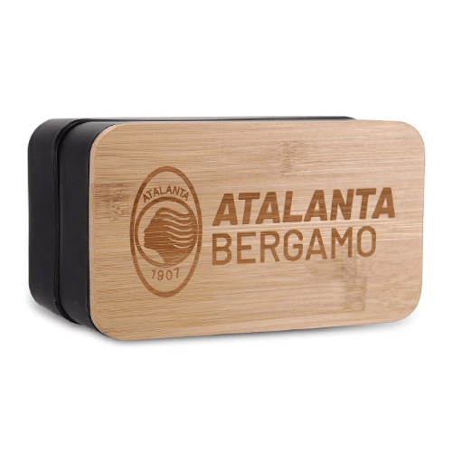 Atalanta B.C. LUNCH BOX ATALANTA A DUE LIVELLI CON COPERCHIO IN BAMBOO E POSATE