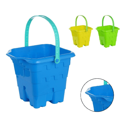 TrAdE Shop Traesio Secchiello Da Spiaggia Con Motivo A Castello In Plastica Colorata Mare 17x17cm 618580 -