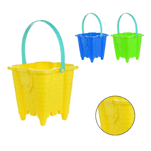 TrAdE Shop Traesio Secchiello Da Spiaggia A Forma Di Castello In Plastica Colorata Gioco Mare 17x17cm 618581 -