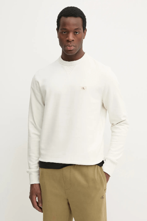 CALVIN KLEIN JEANS FELPA FELPE MAGLIA UOMO CALVIN KLEIN JEANS J30J327115 BEIGE ORIGINALE PE 2025 Colore Beige,Taglia M