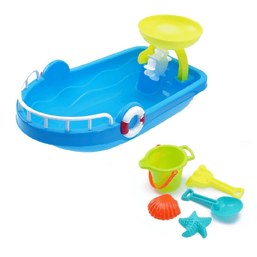 TrAdE Shop Traesio Set 6 Pz Barca Con Accessori Mare Spiaggia Giocattoli Per Bambini Estate 20x37cm 258261 -