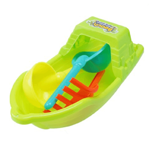 TrAdE Shop Traesio Set Giocattoli Spiaggia Con Barca Rastrello Paletta Mare Per Bambini 35x12cm 258262 -