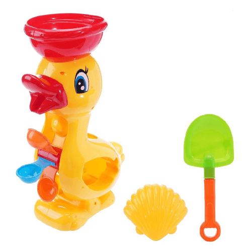 Set 3pz Gioco Spiaggia Mare Con Mulino Forma Di Anatra Paletta Formina 10x31cm 258253 -