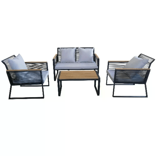 Salotto da Giardino Set Divano Poltrone e Tavolino da Esterno, 4 Posti