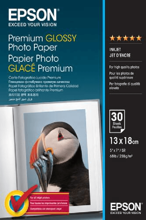 Epson carta fotografica lucida premium best 13x18 30fg Epson Premium Glossy Photo Paper - 13x18cm - 30 Fogli