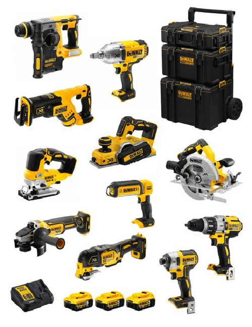 Dewalt kit dwk1103 (dcd996+dch273+dcg405+dcf887+dcf899h+dcs334+dcs570+ dcs355+dcp580+dcs367+dcl050+ 3x5,0ah +dcb115 +caddy 3en1) 8435587917144