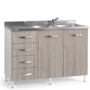 Azurline,Cucina  Pidema:Sottolavello cucina montato con ante olmo 120 cm
