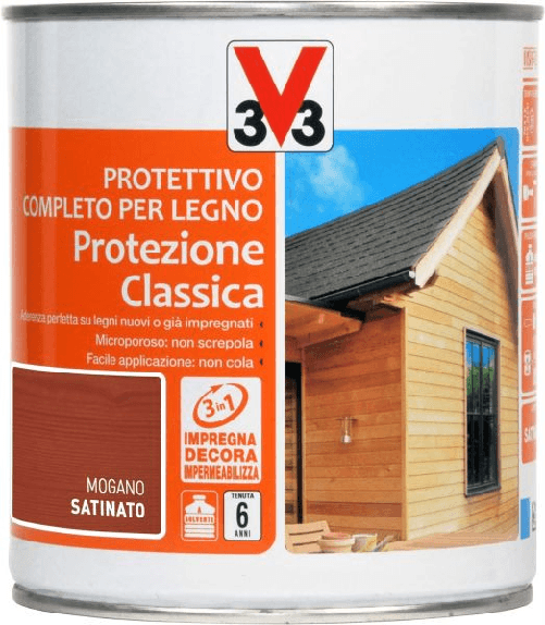 V33 impregnante 113141 mogano protettivo completo per legno protezione classica 750 ml