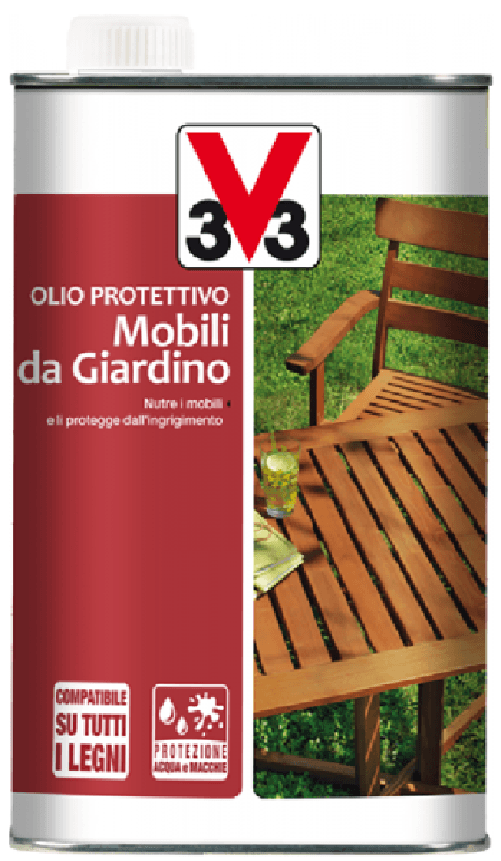 V33 olio protettivo per mobili da giardino 0,500 ml. colore teck miele opaco
