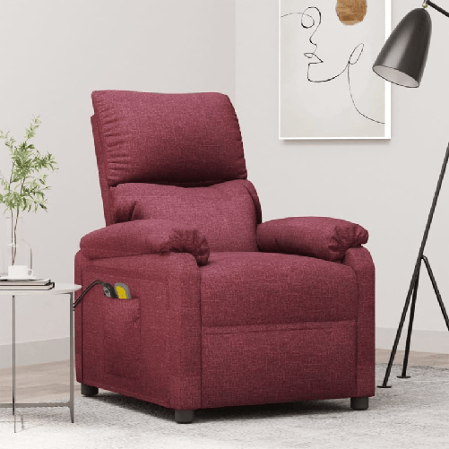 VidaXL Poltrona Massaggiante Elettrica Rosso Vino in Tessuto