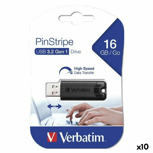 Verbatim Pendrive Verbatim Pinstripe Nero 16 GB (10 Unità)