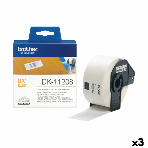 Brother Etichette per Stampante Brother DK-11208 Bianco/Nero 38 X 90 mm (3 Unità)
