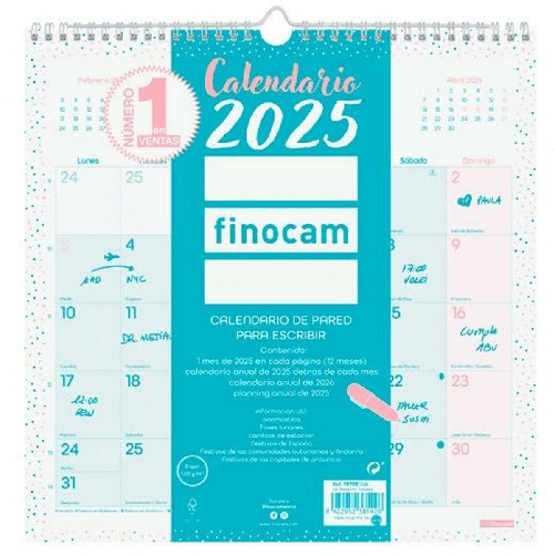 Finocam Calendario da parete Finocam CHIC Turchese Carta 2025 30 x 30 cm