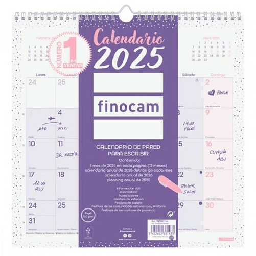 Finocam Calendario da parete Finocam CHIC Viola Carta 2025 30 x 30 cm