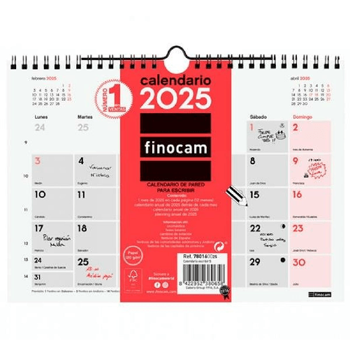 Finocam Calendario da parete Finocam Carta 2025 21 x 15 cm