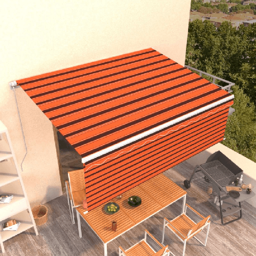 VidaXL Tenda da Sole Retrattile con Parasole 4x3 m Arancio e Marrone