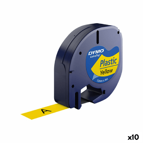 Dymo Nastro Laminato per Etichettatrici Dymo 91202 12 mm LetraTag Nero Giallo (10 Unità) Dymo Nastro Laminato per Etichettatrici Dymo 91202 12 mm Let