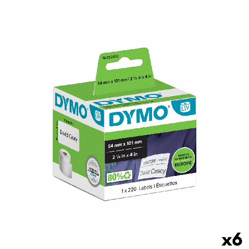 Dymo Etichette per Stampante Dymo 99014 54 x 101 mm LabelWriter Bianco Nero (6 Unità) Dymo Etichette per Stampante Dymo 99014 54 x 101 mm LabelWriter