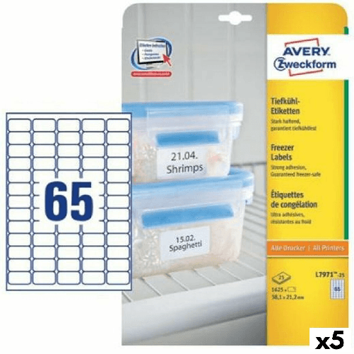 Etichette per Stampante Avery L7971 Bianco 25 Fogli 38,1 x 21,1 mm (5 Unità)