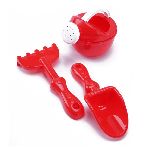 Kit 3pz Paletta Rastrello Innaffiatoio Spiaggia Mare Giochi Per Bambini 10cm Rosso 258331 -