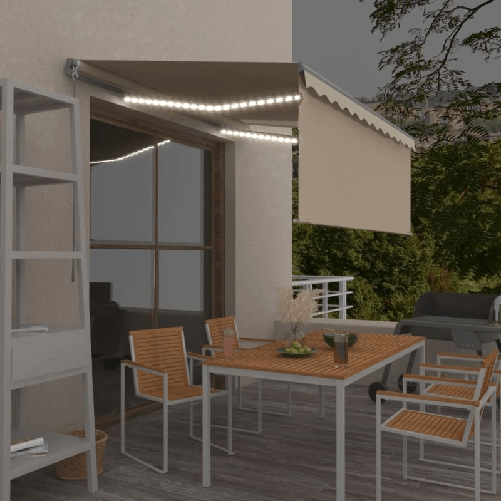 VidaXL Tenda da Sole Retrattile Manuale con LED 3x2,5 m Crema