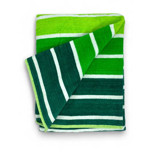 TELO MARE in spugna puro cotone MULTIRIGA Verde misura grande cm. 90 X 165 e zaino spiaggia