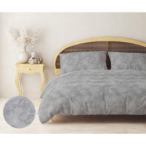 Tex family Copripiumino Matrimoniale in Flanella 250x200 cm "Tempo di Dormire" - Fiore Grigio | Morbido