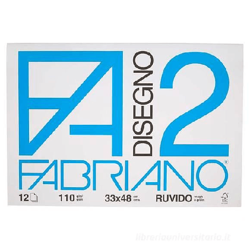 Fabriano album da disegno f2 33x48cm 12 fogli ruvidi 110g/mq collato