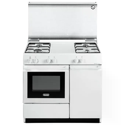 De longhi SEW8540NEDM Cucina a Gas 4 Fuochi Forno Elettrico con Grill Bianco 86x50 cm con Coperchio e Vano Portabombola Cu del sew 8540 n edm 86x50 wh