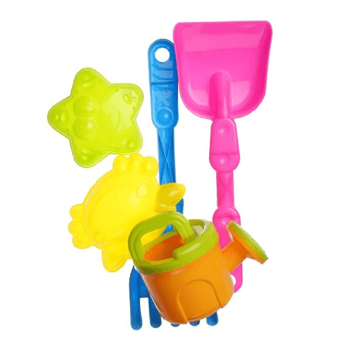 Set Giocattoli Spiaggia 5pz Bambini Paletta Innafiatoio Rastrello Formine Marine 618566 -