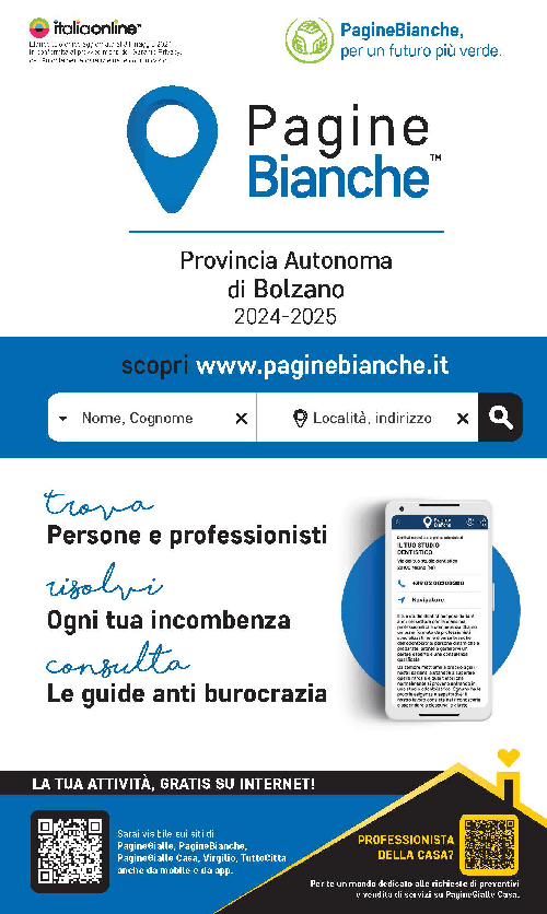 Italiaonline Elenco telefonico - Trentino - PagineBianche, PagineGialle e TuttoCittà Volume BOLZANO - SUD TIROLO