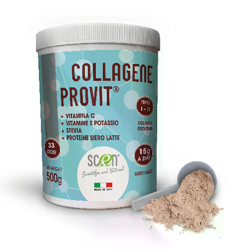 Scen Collagene Provit - Collagene idrolizzato tipo I e II ad altissima concentrazione, arricchito con proteine del siero del latte, potassio, vitamine