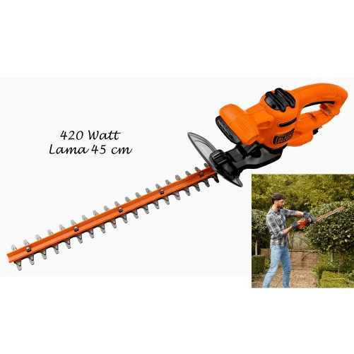Black& Decker Tagliasiepi Motore Elettrico 420 w Lama 45cm Potatore Professionale
