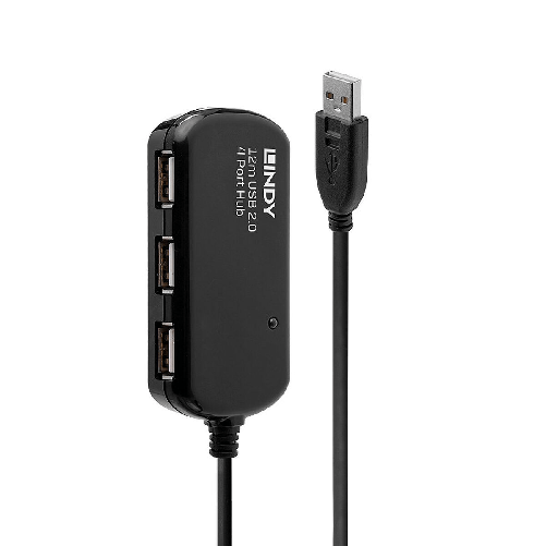 LINDY Hub USB LINDY 42783 12 m Nero