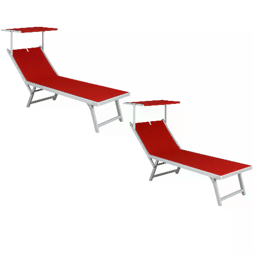 ZIK Lettino Prendisole da Giardino, Sdraio con Tettuccio 180x60 cm