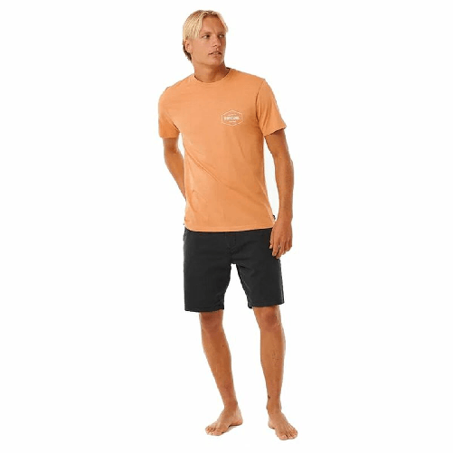 Rip Curl Maglia Sportiva a Maniche Corte Rip Curl Stapler Marrone Chiaro