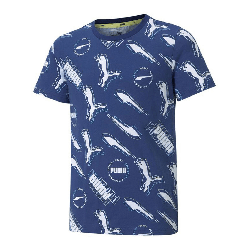 Puma Maglia a Maniche Corte per Bambini Puma AOP Blu scuro